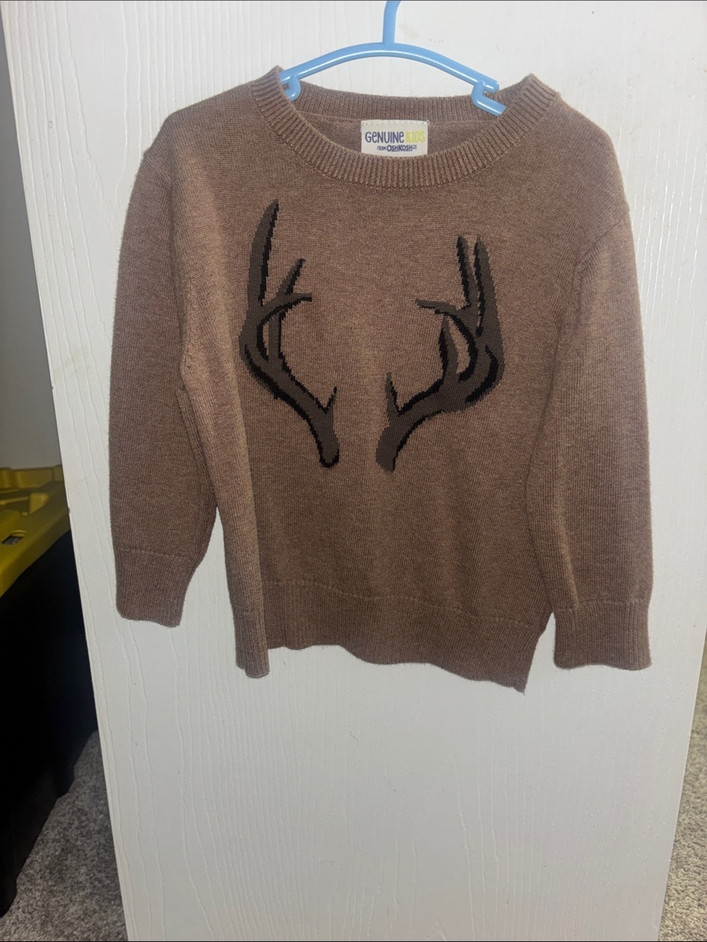 OshKosh B'gosh Brown Crewneck Sweater with Antler Intarsia